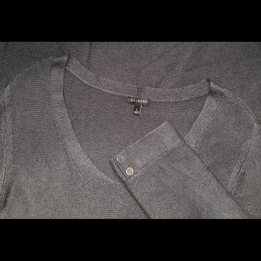 Talbots Pullover Sweater Womens Size Large Green Long Sleeve Button